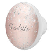 Rose Gold silber Glitzer Staubmonogramm gürtlich Keramikknauf (Rechts)