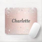 Rose Gold silber Glitzer Staubmonogramm Name Mousepad (Mit Mouse)