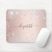 Rose Gold silber Glitzer Staubmonogramm Name Mousepad (Mit Mouse)