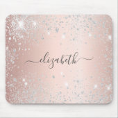 Rose Gold silber Glitzer Staubmonogramm Name Mousepad (Vorne)