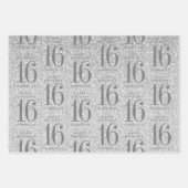 Rose Gold Silber Glitzer Sweet 16 Custom Pink Geschenkpapier Set (Vorderseite)