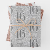 Rose Gold Silber Glitzer Sweet 16 Custom Pink Geschenkpapier Set (Beispiel)