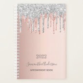 Rose Gold Silber Glitzer Terminkalender 2026 Planer (Vorderseite)