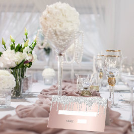 Rose Gold Silber Glitzer Tropfen Geburtstag Platzkarte