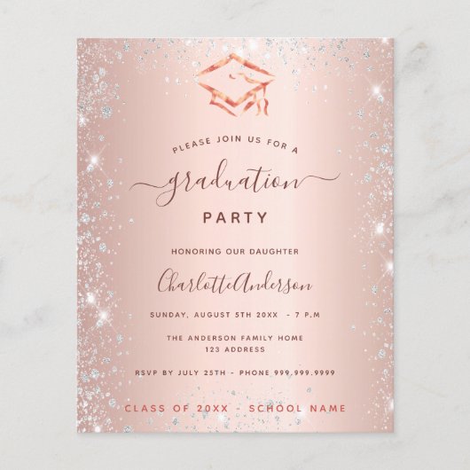 Rose Gold Silber Graduierungsparty 2024 (Vorderseite)