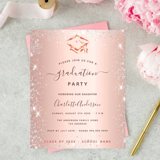 Rose Gold Silber Graduierungsparty 2024