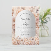 Rose Gold silber Rose Blumenbogen Luxushochzeit Einladung (Stehend Vorderseite)
