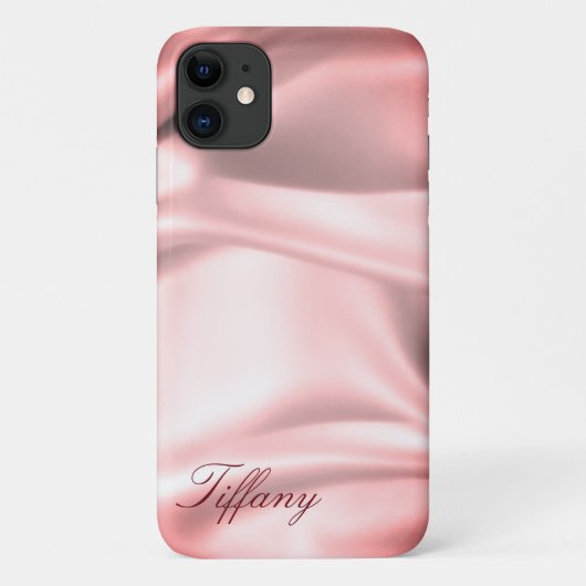 Rose Gold Silber Satin Personalisiert Phone Case (Rückseite)