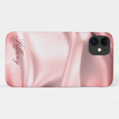 Rose Gold Silber Satin Personalisiert Phone Case (Rückseite (Horizontal))