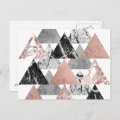 Rose Gold Silber und Geo Dreiecke mit Blumenmuster Postkarte (Vorne/Hinten)