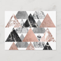 Rose Gold Silber und Geo Dreiecke mit Blumenmuster