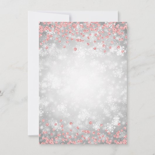Rose Gold & Silber Weihnachten Glitzer Winter Wund Einladung (Rückseite)