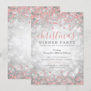 Rose Gold & Silber Weihnachten Glitzer Winter Wund Einladung