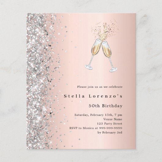 Rose Gold Silberjubeln Geburtstagsfeier (Vorderseite)