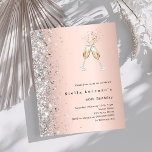 Rose Gold Silberjubeln Geburtstagsfeier<br><div class="desc">Für eine elegante 50. Geburtstagsfeier (oder jedes Alter). Eine Rose goldener Hintergrund. Dekoriert mit Imitaten silberne Konfetti und ein Paar Flöten. Personalisieren und fügen Sie einen Namen und Party-Details hinzu. 1 Blatt = 1 Einladung mit Druckkante bis Kante.</div>