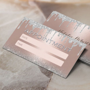 Rose Gold Silbermedaille Glitzer Tropfen Salon Ern Terminkarte