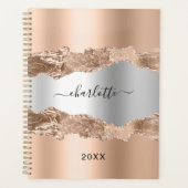 Rose Gold Silbermetall Agamentmarmorname 2024 Planer (Vorderseite)