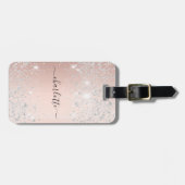 Rose Gold Silbernamenskript Gepäckanhänger (Vorderseite horizontal)