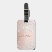 Rose Gold Silbernamenskript Gepäckanhänger (Vorderseite vertikal)