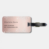 Rose Gold Silbernamenskript Gepäckanhänger (Rückseite horizontal)