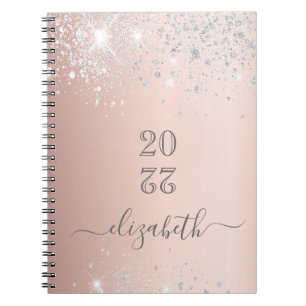 Rose Gold Silbernamenskript Notizblock