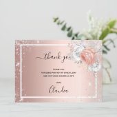 Rose Gold Silberne Glitzer Foto Dankeskarte (Stehend Vorderseite)