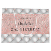 Rose Gold Silberne Glitzer glamourös Große Geschenktüte (Rückseite)
