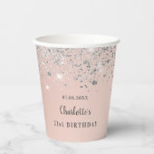 Rose Gold Silberne Glitzer Pappbecher (Vorderseite)