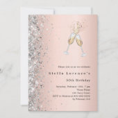 Rose Gold Silberschrei Luxus Geburtstag Einladung (Vorderseite)