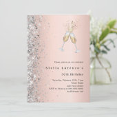 Rose Gold Silberschrei Luxus Geburtstag Einladung (Stehend Vorderseite)