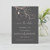 Rose Gold Silhouette Save the Date Karte (Stehend Vorderseite)