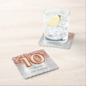 Rose Gold Silver 10. Geburtstagsparty Untersetzer (Vor Ort)