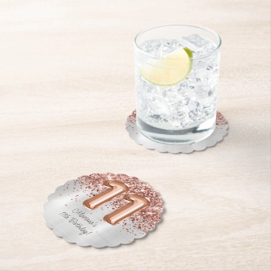 Rose Gold Silver 11. Geburtstagsparty Untersetzer (Vor Ort)