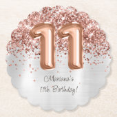 Rose Gold Silver 11. Geburtstagsparty Untersetzer (Vorderseite)