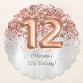 Rose Gold Silver 12. Geburtstagsparty Untersetzer (Vorderseite)
