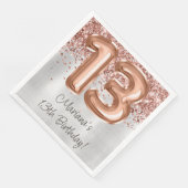 Rose Gold Silver 13. Geburtstagsparty Serviette (Ecke)