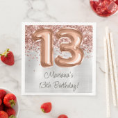 Rose Gold Silver 13. Geburtstagsparty Serviette (Beispiel)