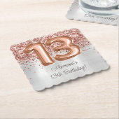 Rose Gold Silver 13. Geburtstagsparty Untersetzer (angewinkelt)