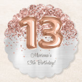 Rose Gold Silver 13. Geburtstagsparty Untersetzer (Vorderseite)