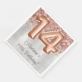 Rose Gold Silver 14. Geburtstagsparty Serviette (Ecke)