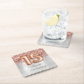 Rose Gold Silver 15. Geburtstagsparty Untersetzer (Vor Ort)