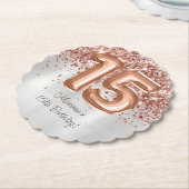 Rose Gold Silver 15. Geburtstagsparty Untersetzer (angewinkelt)