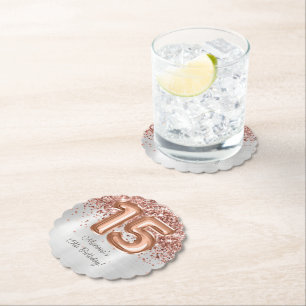 Rose Gold Silver 15. Geburtstagsparty Untersetzer