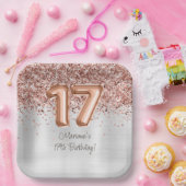 Rose Gold Silver 17. Geburtstagsparty Pappteller (Party)