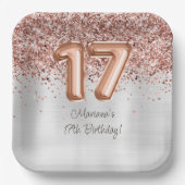 Rose Gold Silver 17. Geburtstagsparty Pappteller (Vorderseite)