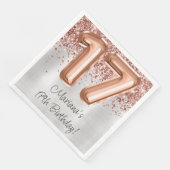 Rose Gold Silver 17. Geburtstagsparty Serviette (Ecke)