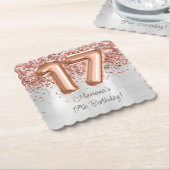 Rose Gold Silver 17. Geburtstagsparty Untersetzer (angewinkelt)