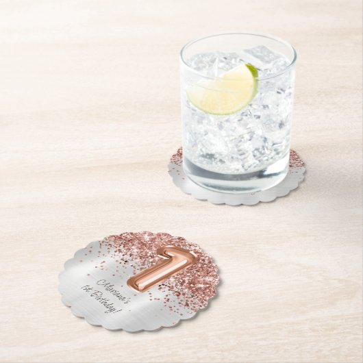 Rose Gold Silver 1. Geburtstag Party Untersetzer (Vor Ort)