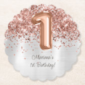 Rose Gold Silver 1. Geburtstag Party Untersetzer (Vorderseite)