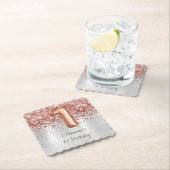 Rose Gold Silver 1. Geburtstag Party Untersetzer (Vor Ort)